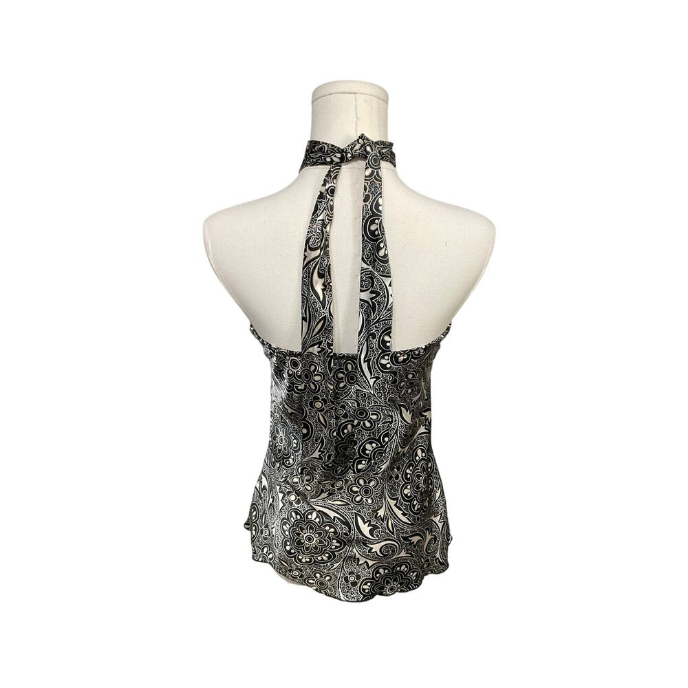VTG Y2K BCX Metallic Halter Top Floral Brocade Tie Neck Small Fairy Grunge Retro - Picture 3 of 8